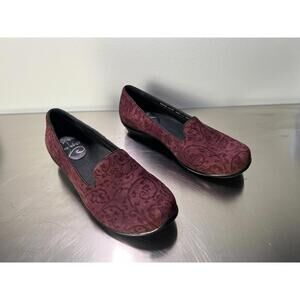 Dansko Olivia Clog Shoe Claret Floral Purple Leather Suede Sz 6 EU 36